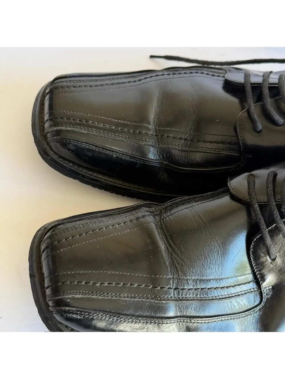 Stacy Adams Men's‎ Black Leather Lace-up Dress Shoes Square Toe Size 10M
